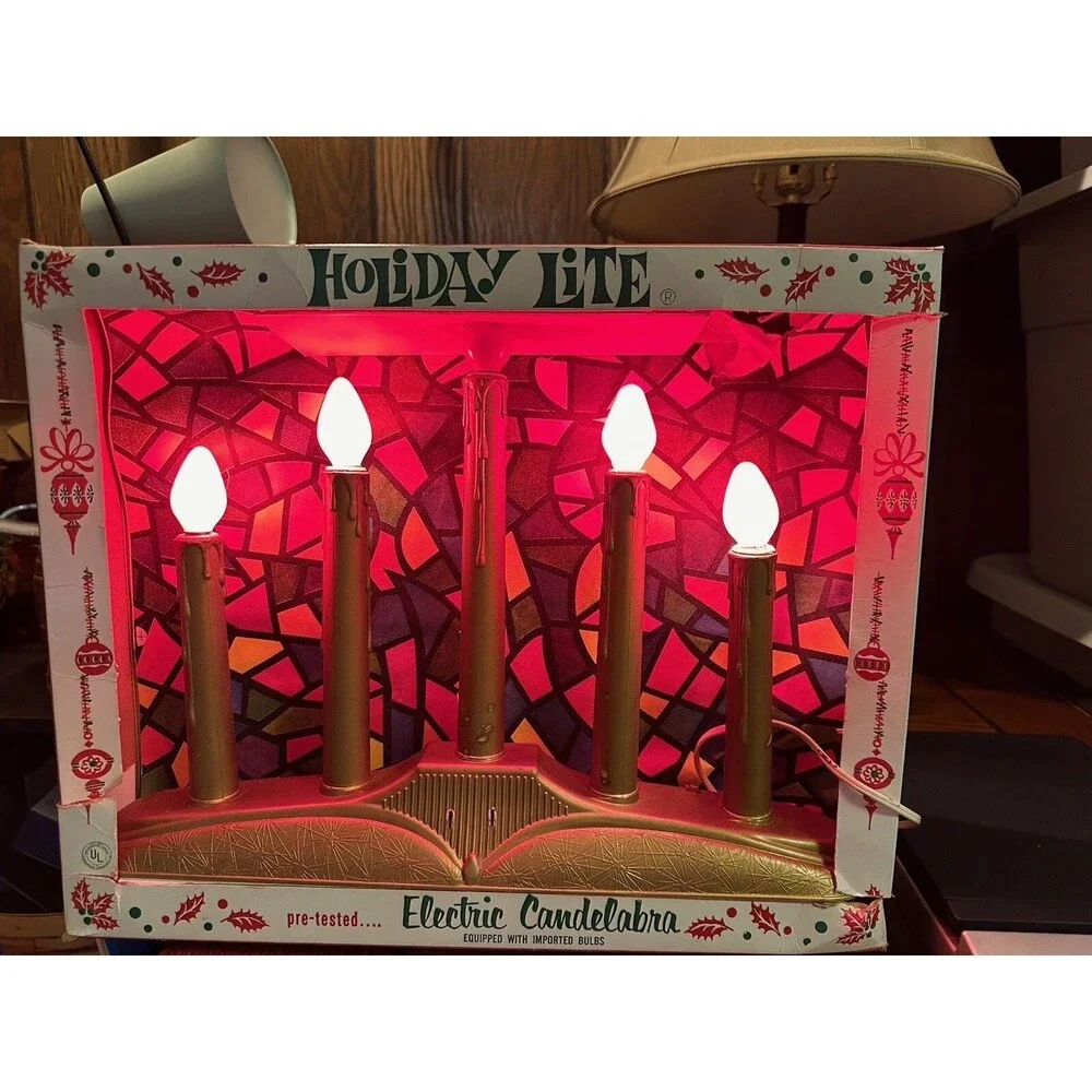Vintage Holiday Lite Electric Window Candles 5 Lights